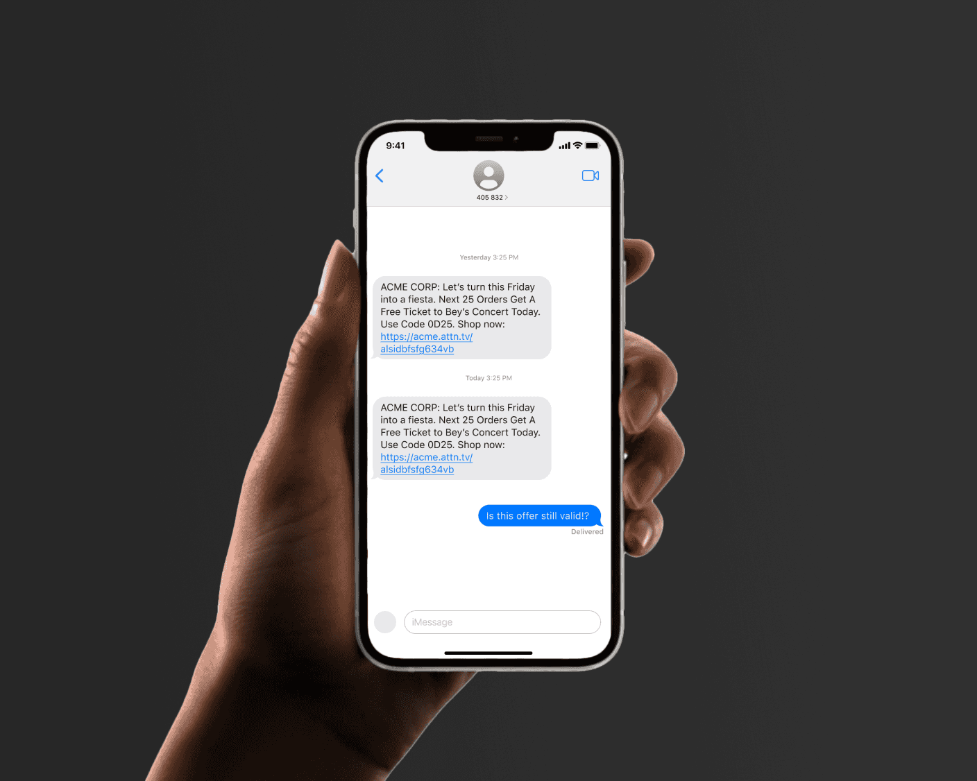Traditional SMS message